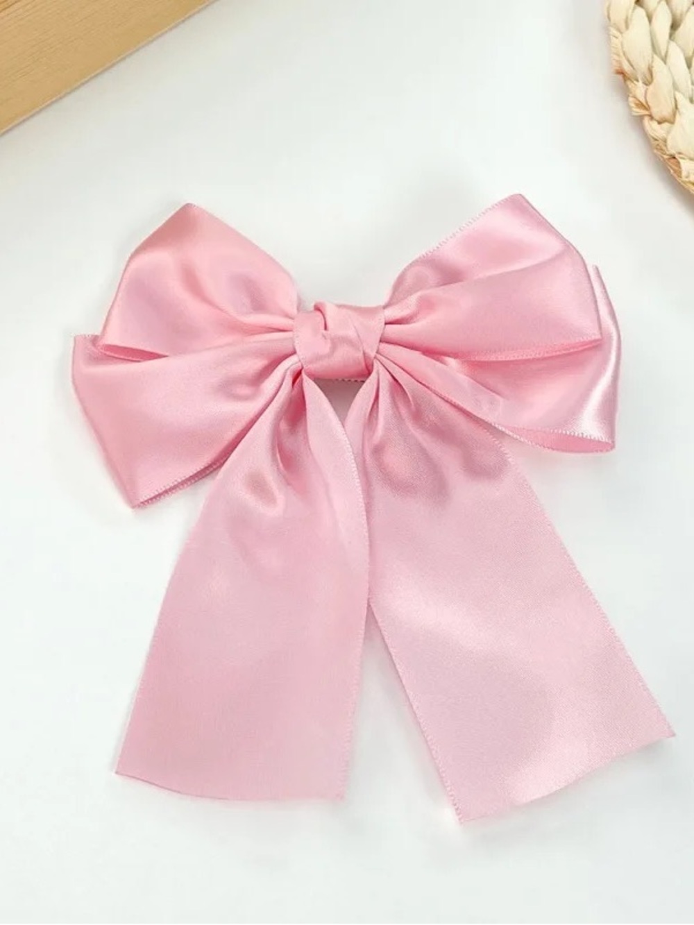 Girls' Satin Ribbon Hair Bow - Blossom Pink
